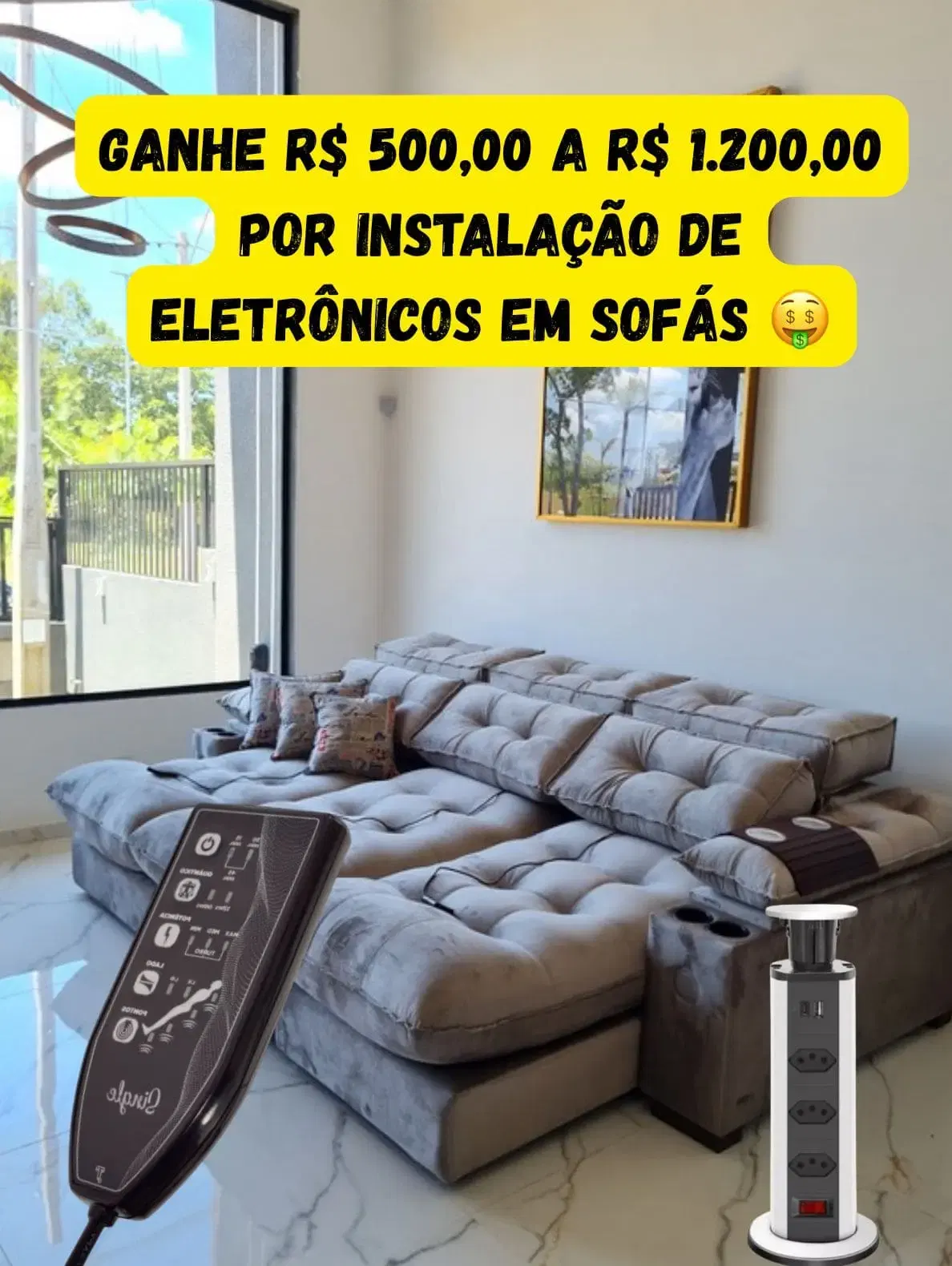 Instalação de eletrônicos em sofás